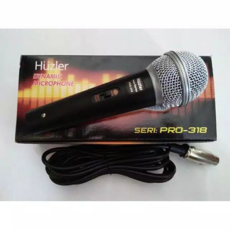 Mic Kabel HUZLER PRO 318 Dynamic Microphone Vocal Suara jernih