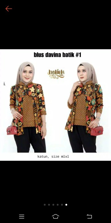 Blus Davina Batik #1 Atasan Wanita Katun Motif High Quality Premium Eksklusif