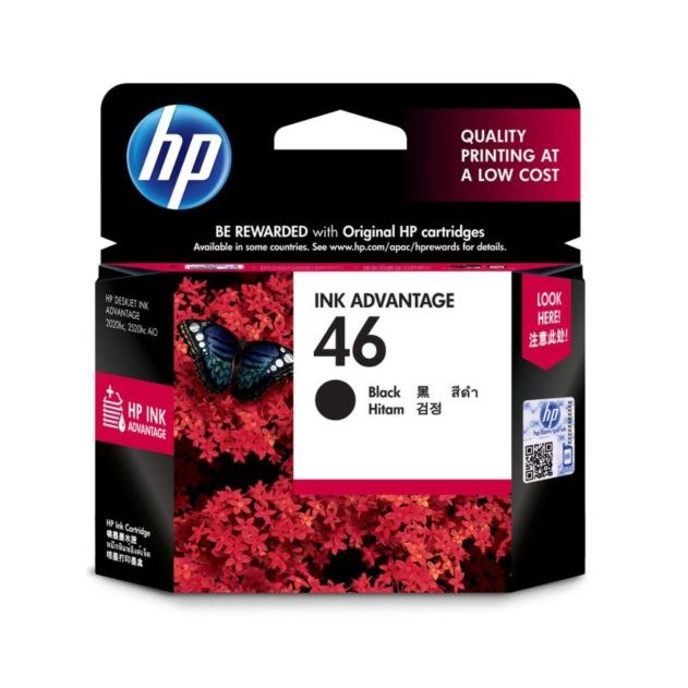 Tinta Cartridge Catridge Catrid Original HP 46 HP-46 HP46 Black Deskjet Ink Advantage 2520hc 2020hc