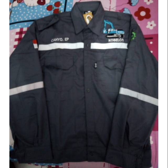 COD Kemeja kerja/baju kerja pria/kemeja safety/baju safety pria/kemeja bordir alat berat/kobelco