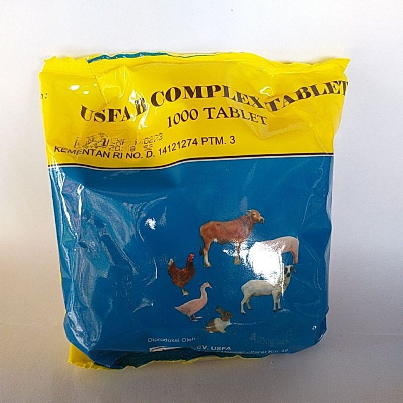 vitamin b komplek usfa tablet 1000 butir/ b kompleks / vitamin nafsu makan sapi dan segala hewan