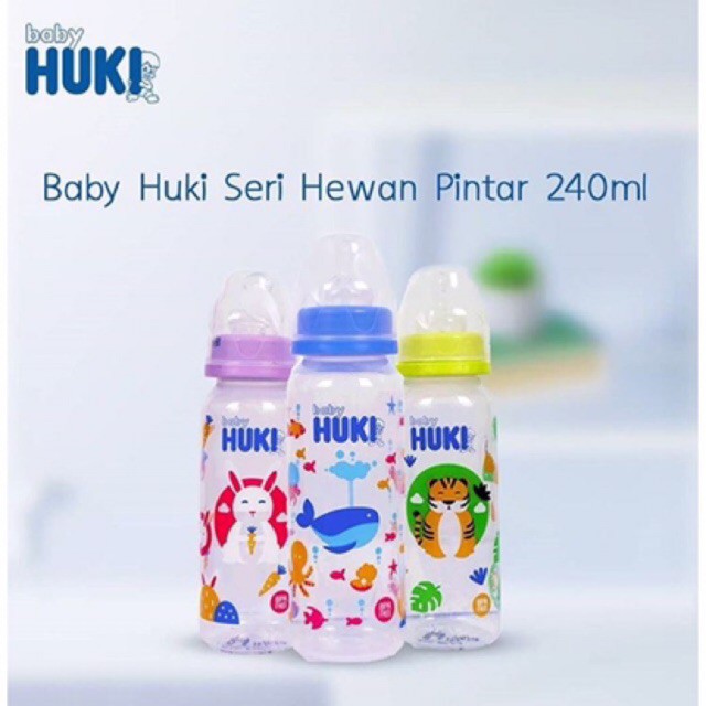 HUKI Botol PP SP Round 240ml /  Botol Susu Huki Nipple Gepeng 240ml