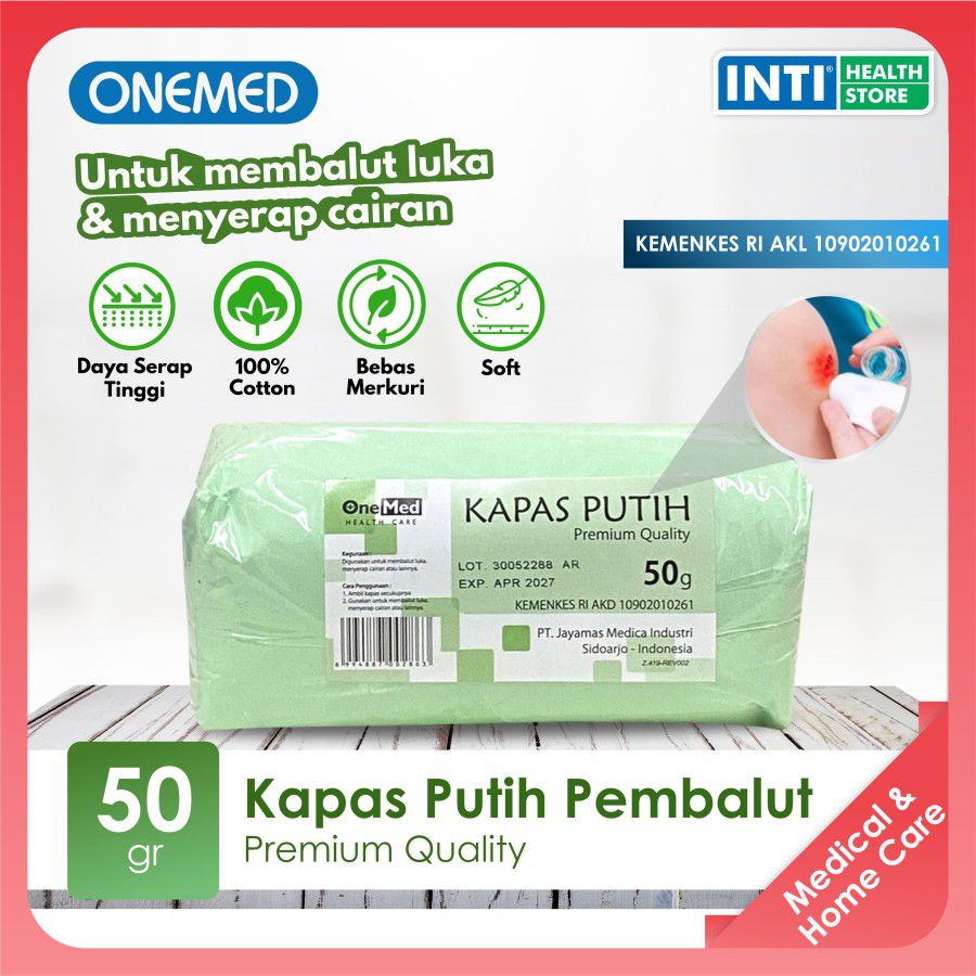 Onemed | Kapas Putih | Kapas Pembalut Onemed | Kapas Putih Onemed 50 g