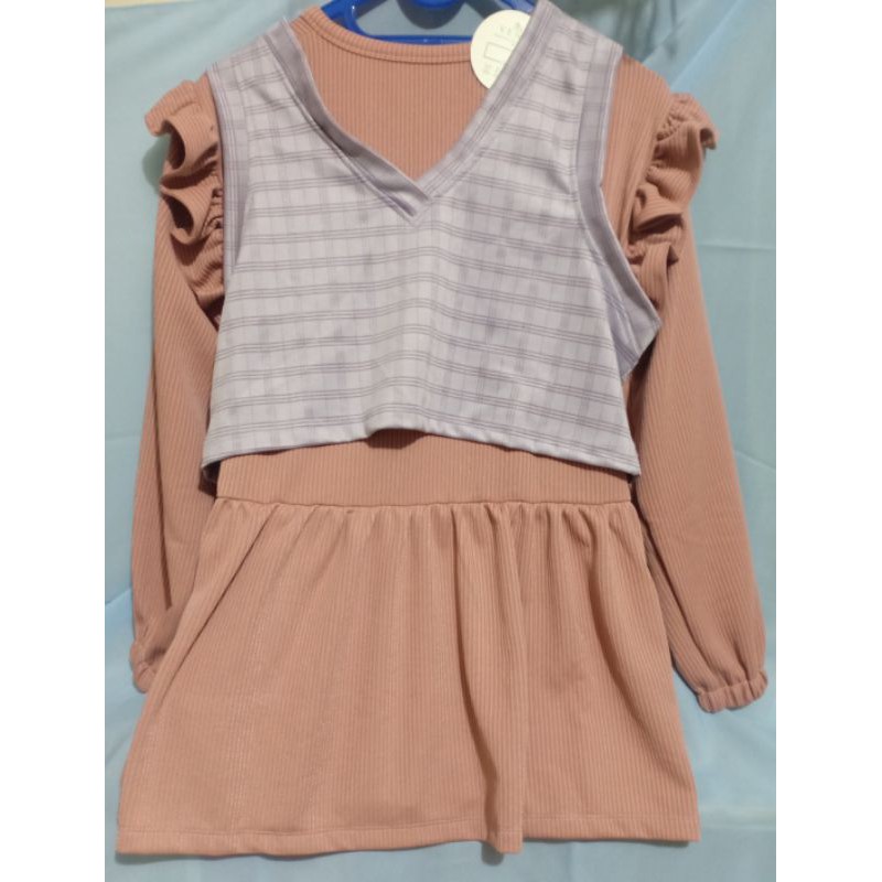 Baju Atasan Wanita-Blouse Lengan Panjang + Rompi