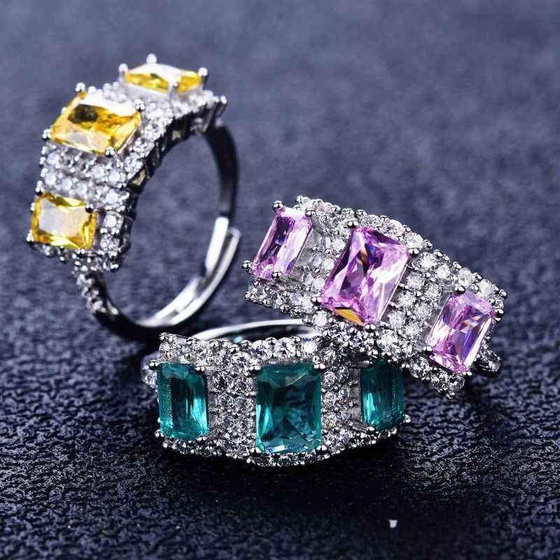 New Luxury Moissanite Colorful Crystals Ring