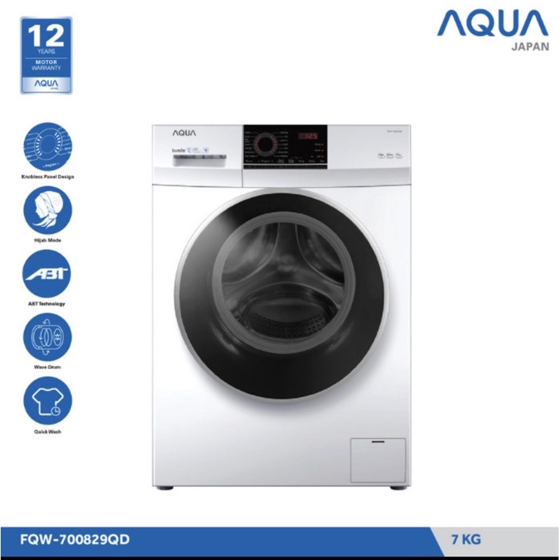 MESIN CUCI AQUA 1 TABUNG FRONT LOADING 7kg FQW 700829QD