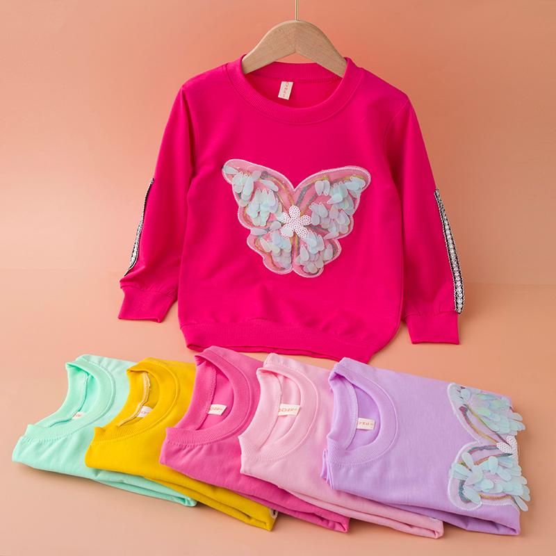 Kaos Anak Perempuan Import 4-11 Tahun Sweter Anak Import 100% APLIKASI BULU USAP RENDA