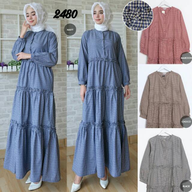SALE  Gamis Katun Linen Kotak