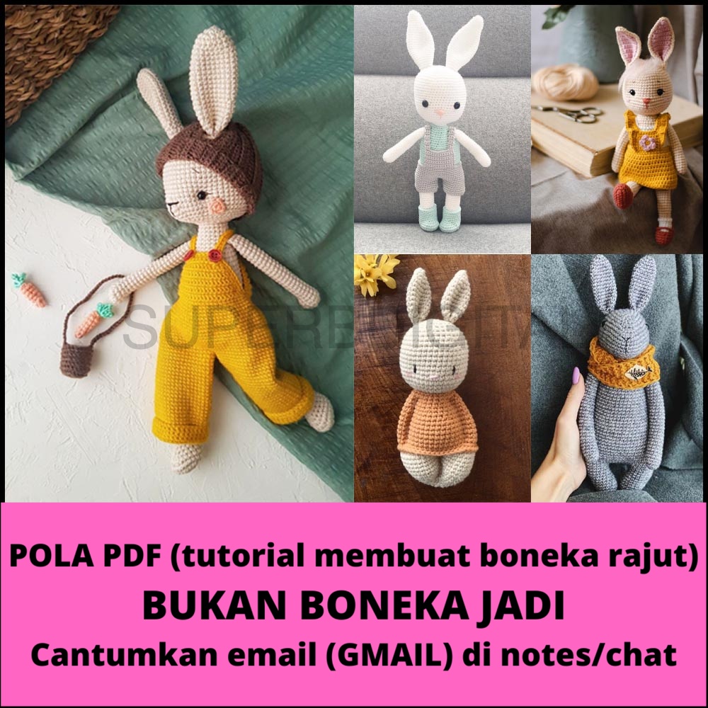 Jual [PDF FILE] (Pola Membuat Boneka Amigurumi) Bunny Collection