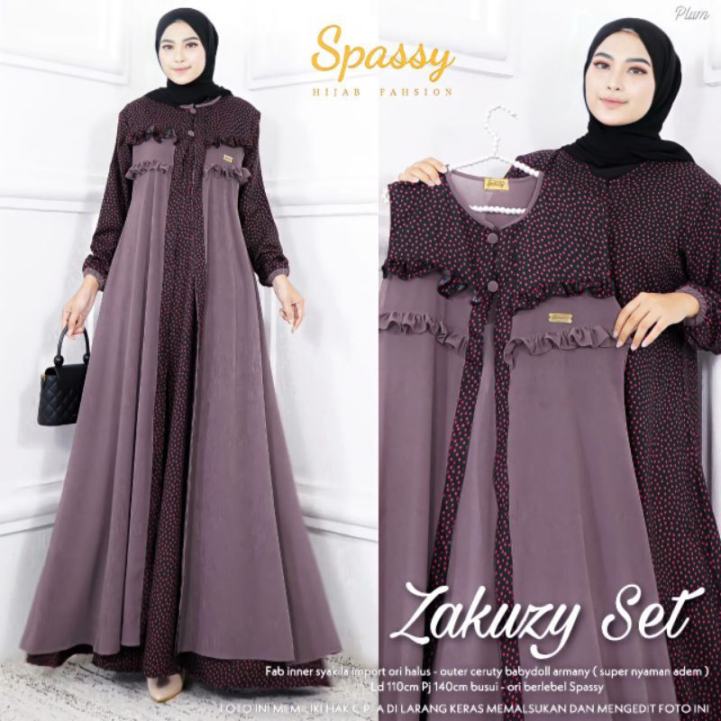 AB Zakuzy set gamis / gamis xl-xxl ld110 / gamis plus outer rompi kekinian / gamis lebaran / gamis t