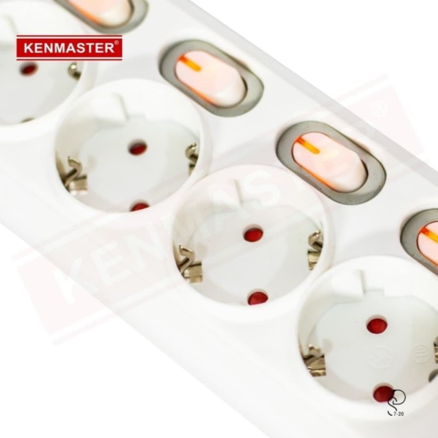 STOP KONTAK KENMASTER COLOKAN LISTRIK 6 SOCKET LUBANG + SAKLAR ON OFF