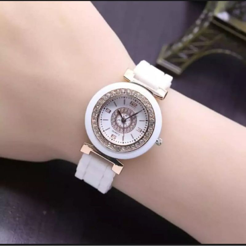 Promo Sale Jam Tangan Wanita Diamond Strap Rubber CC 16