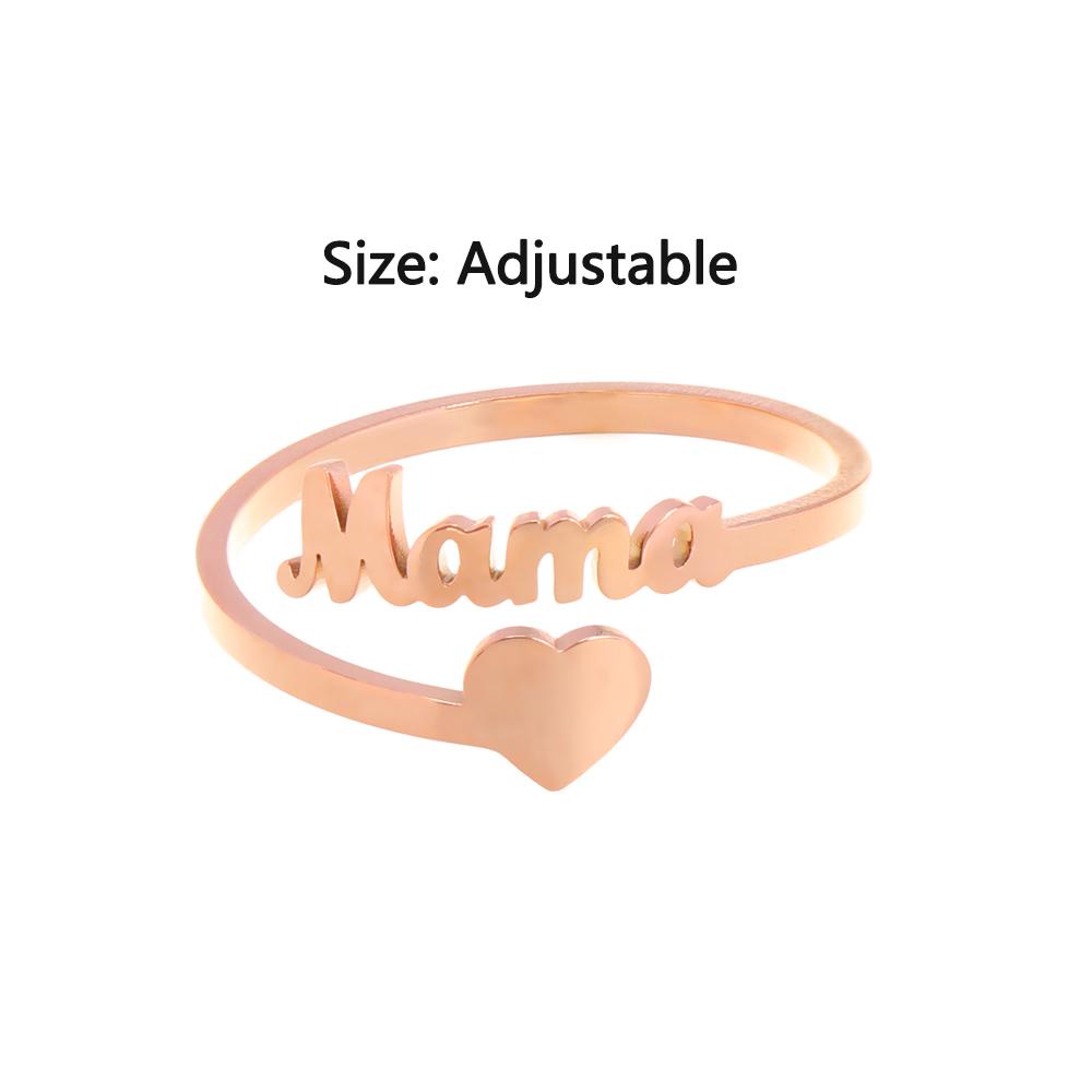 Lily Populer Aksesoris MAMA Hati Cincin Aadjustable