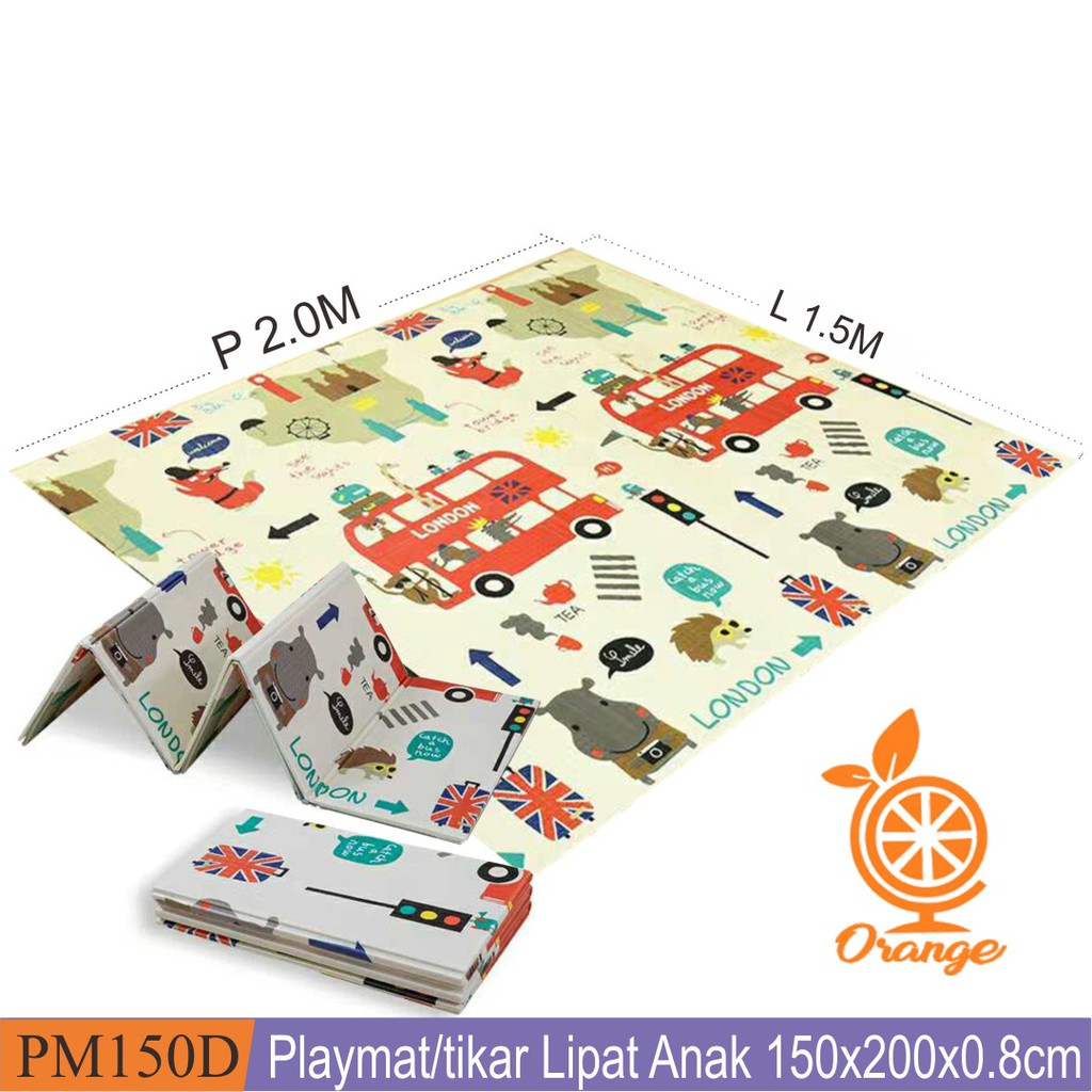 1Playmat Premium Anak Bayi Lipat Tebal Double Pad(Bonus Tas) 2 Ukuran/Karpet Anak Playmat Kartun-7