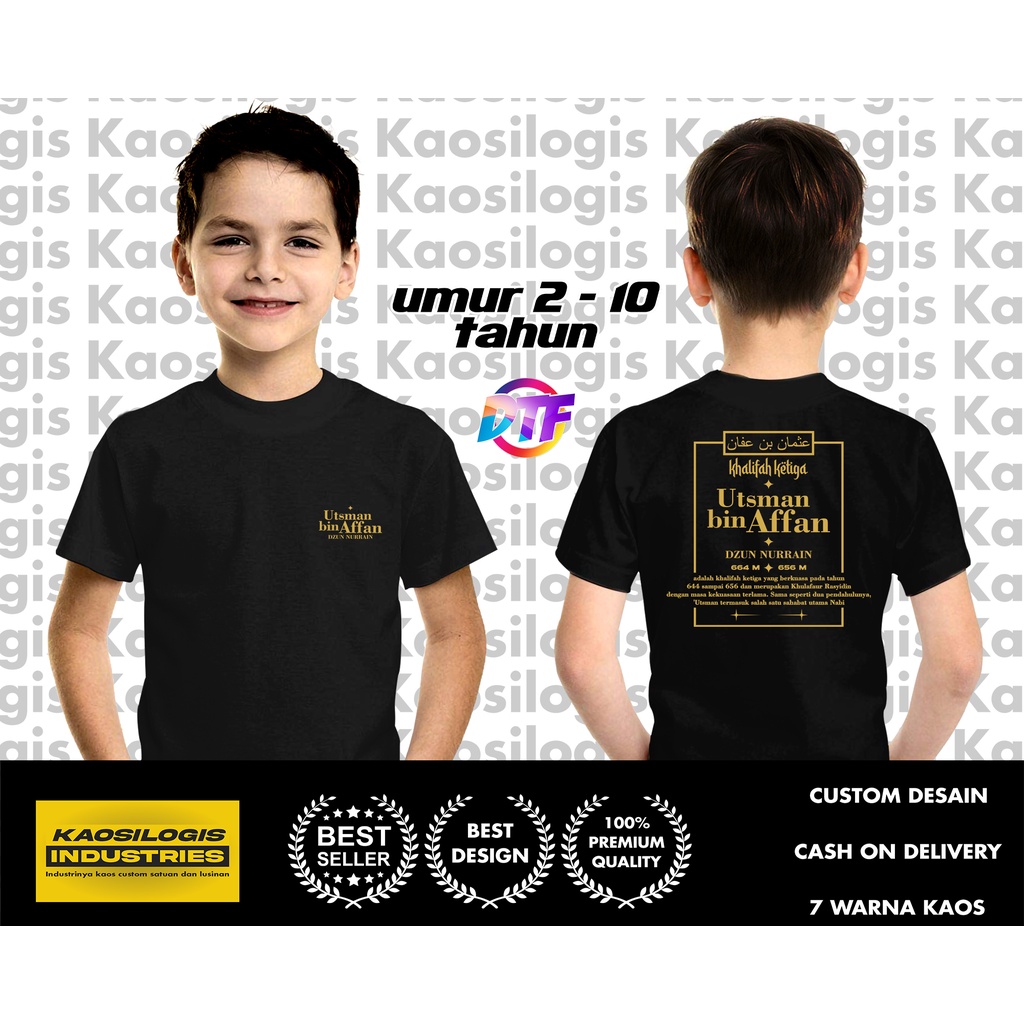 Kaos Anak  Baju Dakwah Muda Utsman Bin Affan New Edition - Kaosilogis