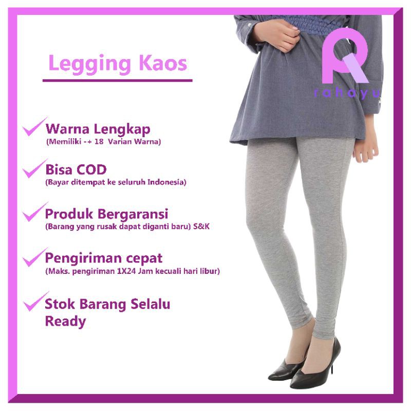 Legging Kaos Premium / Leging Soft Rayon / Lejing Polos Warna Lengkap