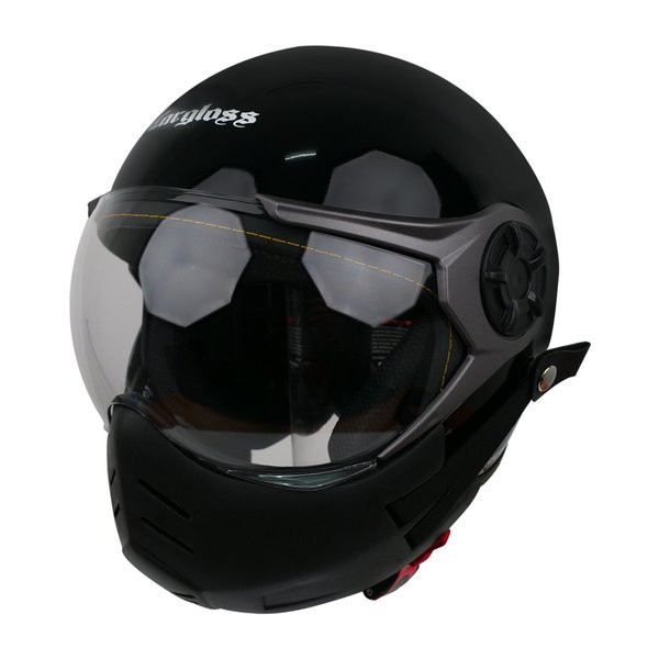 Penawaranspesial Helm Cargloss Halfface  YRM Retro plus Masker YRM - Deep Black terbaik