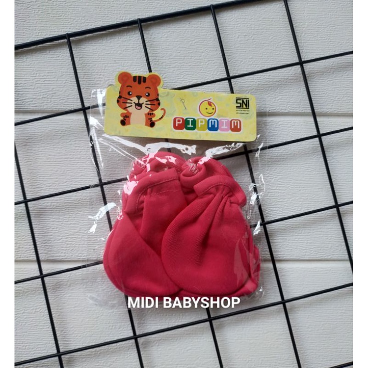1 Set Sarung Tangan dan Kaki Bayi Polos Pink Pip Mim SNI