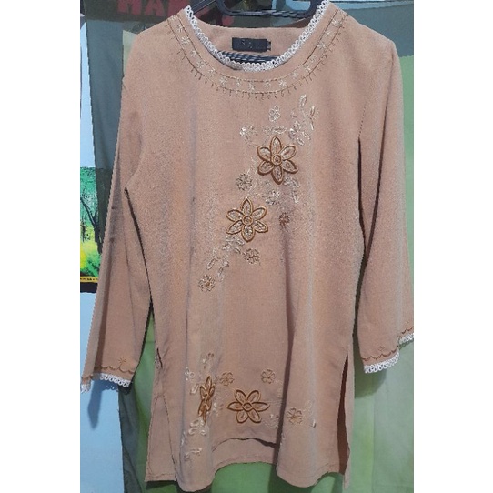 Preloved Atasan Jumbo Bordir Coklat Wanita Branded By RF Fashion