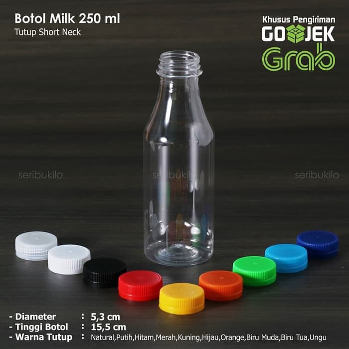 Botol Plastik 250 ml Milk / Botol Pir Milk 250 ml - Tutup Short Neck