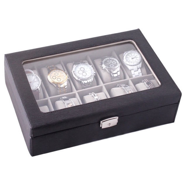 LISM Kotak Jam Tangan Luxury 10 Slot - Z-0003 - Black