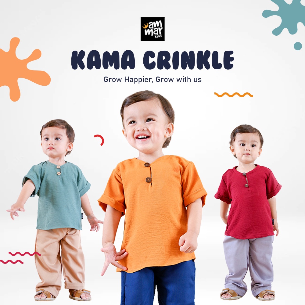 Pakaian Setelan Anak Balita  Laki-Laki Baju Muslim Celana Kids Kama Crinkle