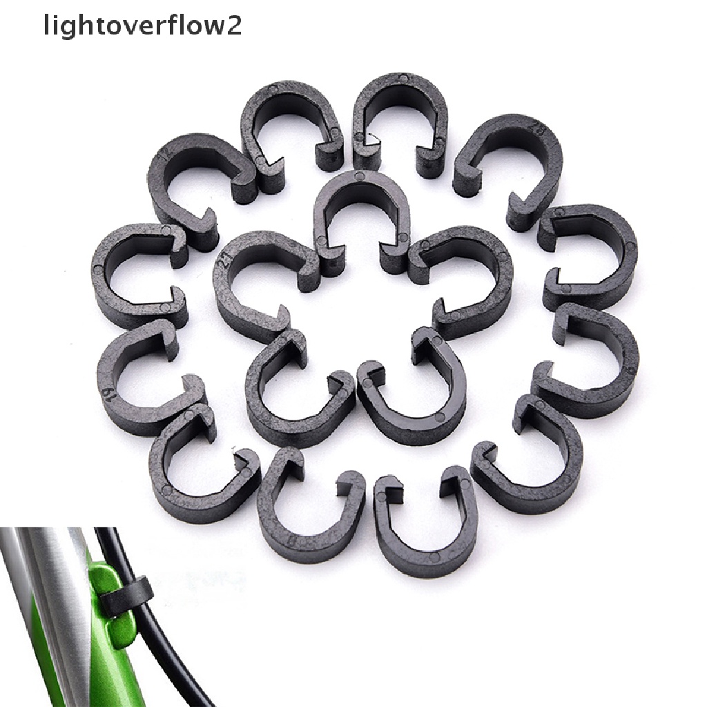 (lightoverflow2) 20 Pcs Klip Penjepit Kabel Rem Sepeda MTB Bentuk C Bahan Plastik