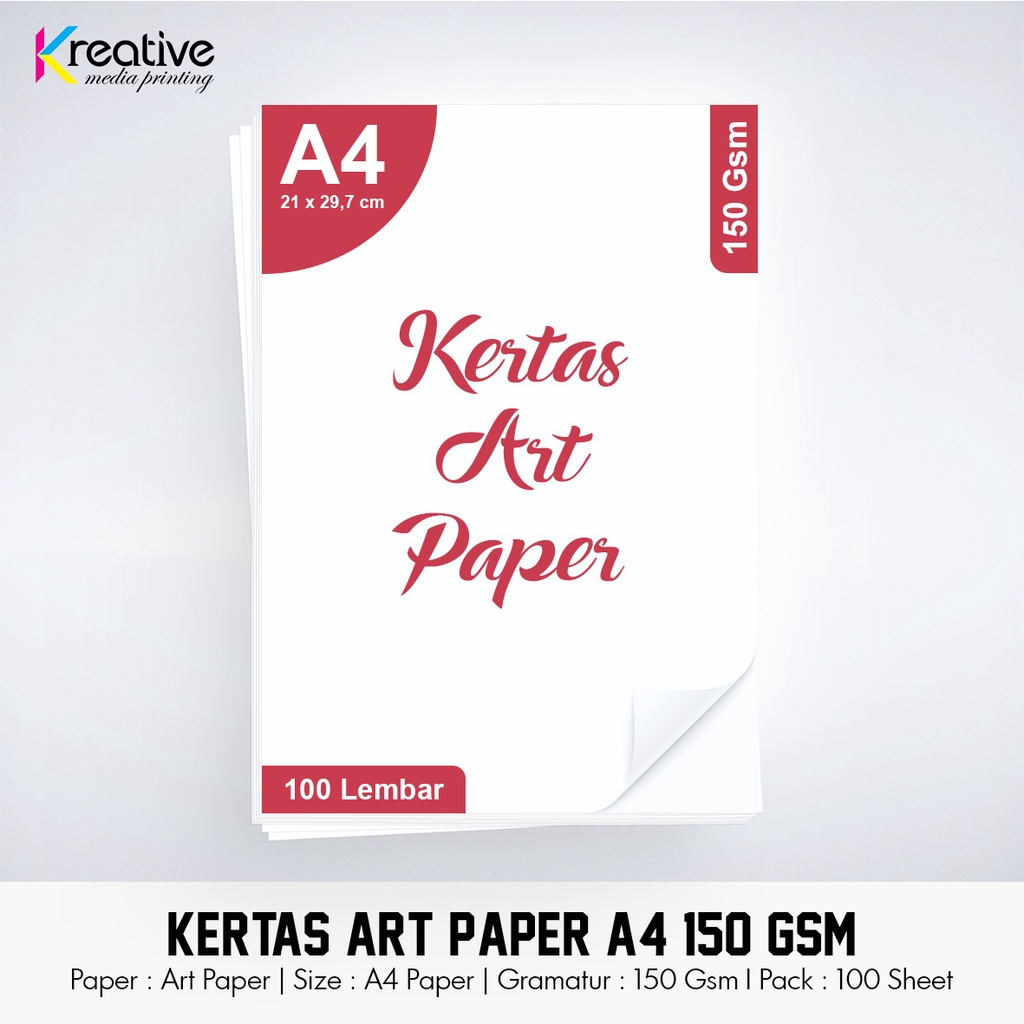 

Kertas ART PAPER (A4 / 150 gsm / 1 pack = 100 lbr)