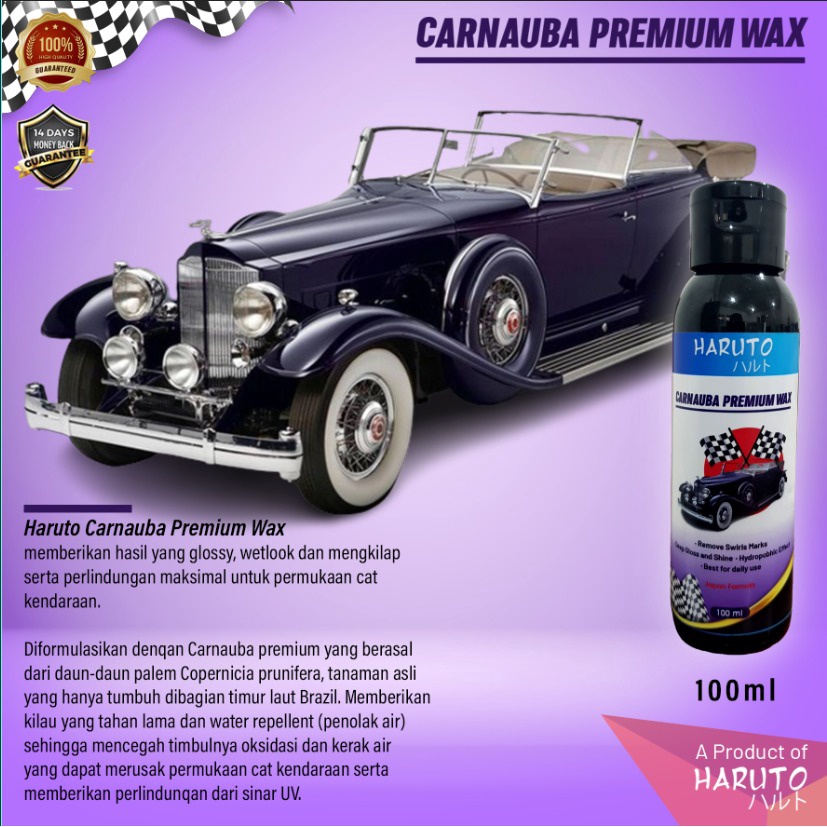 Carnauba premium wax 100ml by Haruto Pengkilap body motor dan mobil