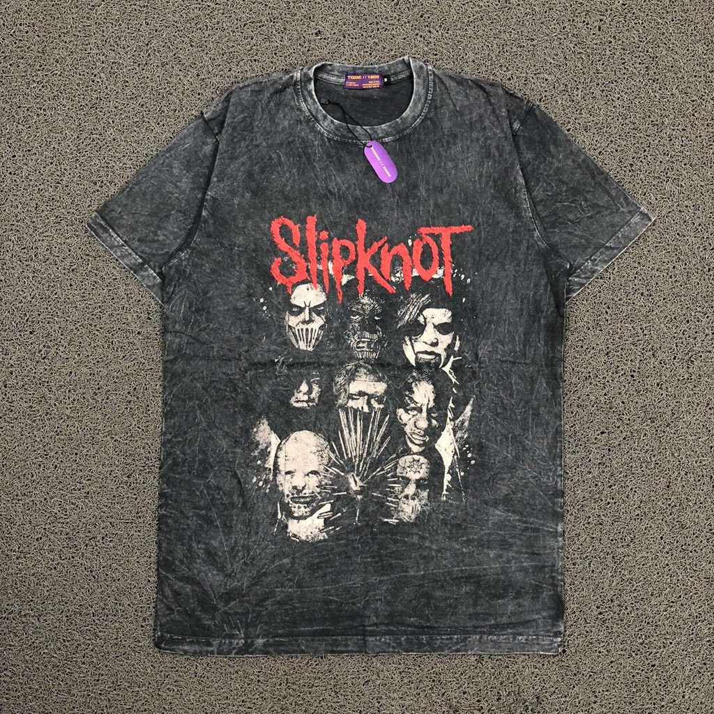 T SHIRT KAOS TOXIC1805 WASH SLIPKNOT CASUAL STREET STYLE OVERSIZE TERMURAH TERLARIS FREE STIKER