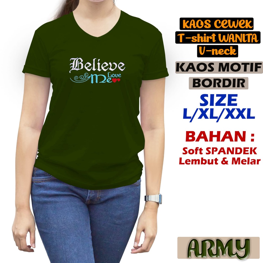 JESETA KAOS ATASAN WANITA V NECK BORDIR GROSIR MURAH ATASAN WANITA TSHIRT WANITA KAOS BORDIR SPANDEK