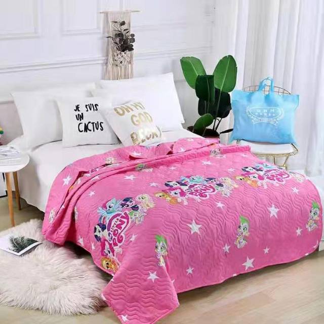 Selimut tebal bedcaver motif kuda poni pink ukuran 150*200