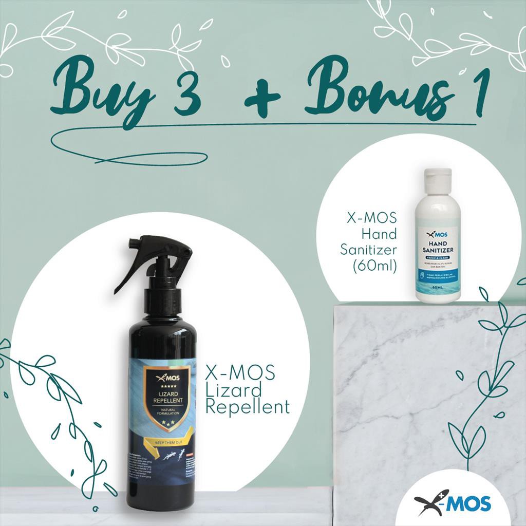 Paket XMOS 3 Lizard repellent 250 ml pengusir cicak tokek biawak