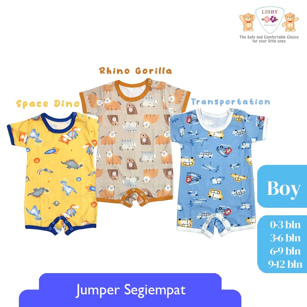 Libby Baju Kodok Segiempat Premium Series Size 0-9M ROMPER BAYI