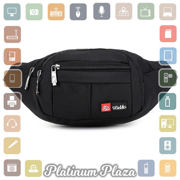 LSLK Tas Pinggang Banyak Slot Fanny Pack Waistbag - 311 - Black`E058RF-