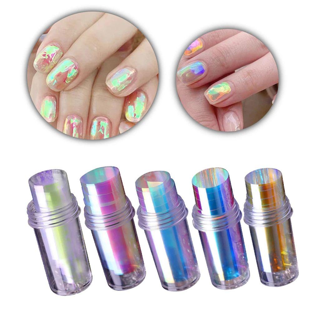 AUGUSTINA Agustina Aurora Nail Foils Gadis Nail Art Stiker Pecah Kaca Kertas Hologram Cellophane Paper