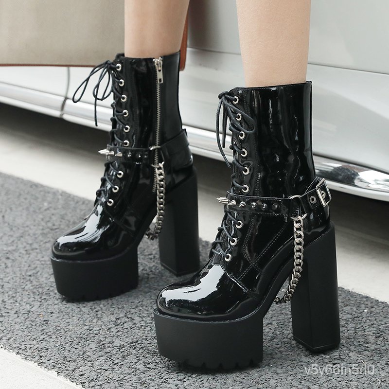 thick black platform boots