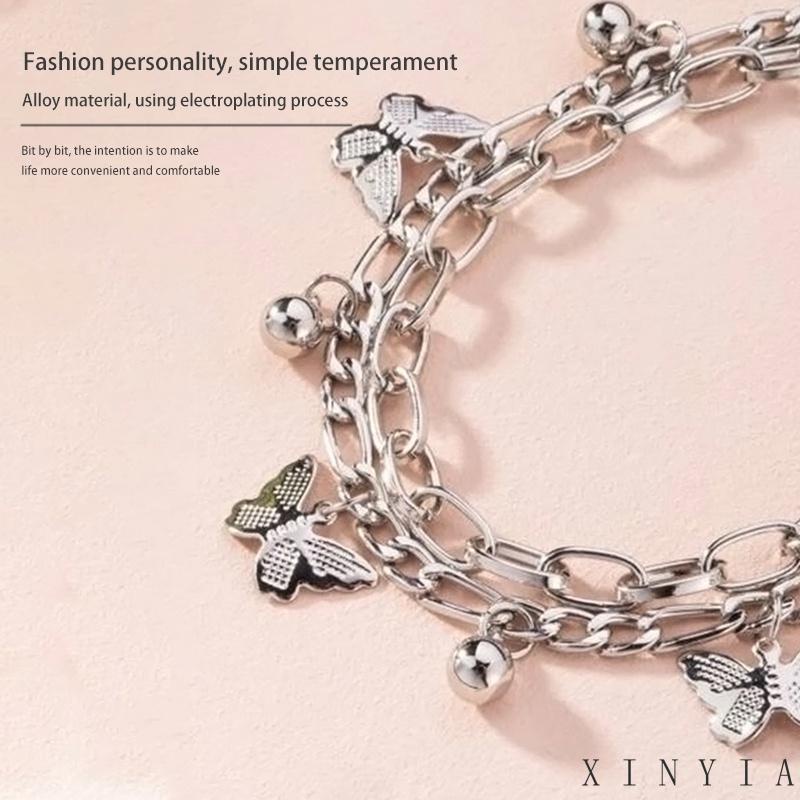 Xia.id Gelang Tangan Wanita Model Manik Butterfly Ball Rumbai Lapis Ganda