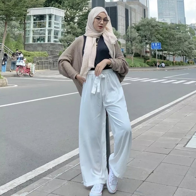 𝐁𝐘 𝐀𝐃𝐈𝐍𝐃𝐀 Celana Kulot Ribbon Pants Wolfis Cullot Panjang Celana ribon wanita Tali wolfish