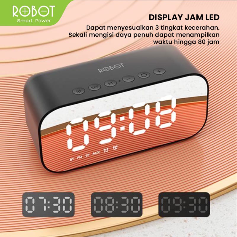 Speaker Robot RB Alarm Clock Speaker Bluetooth LED Display Jam Meja Digital