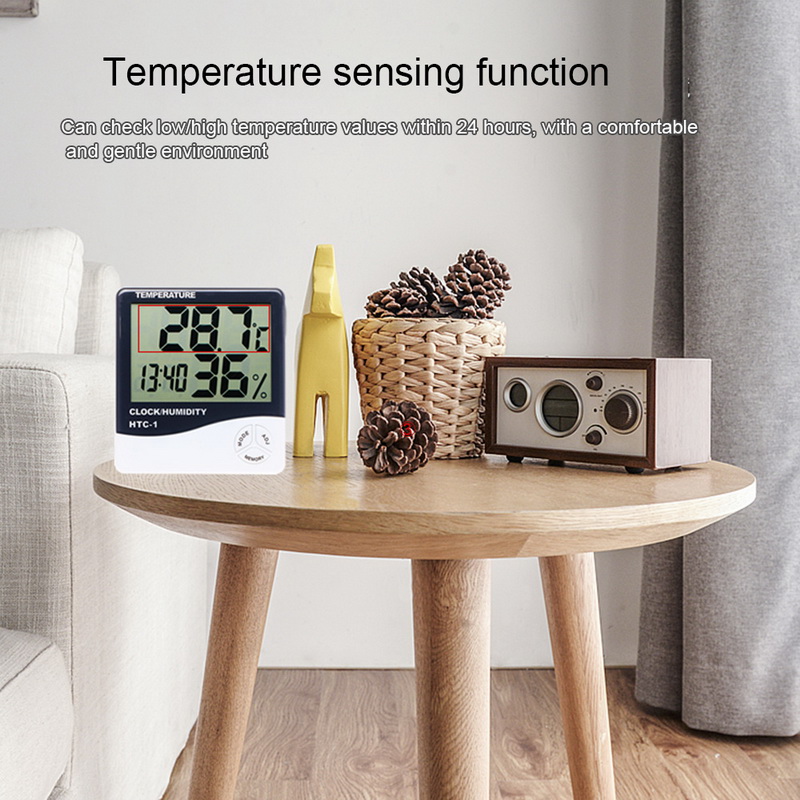 HTC-2 Thermometer Hygrometer Digital Higrometer Indoor/OutdooTemperature Clock Humidity