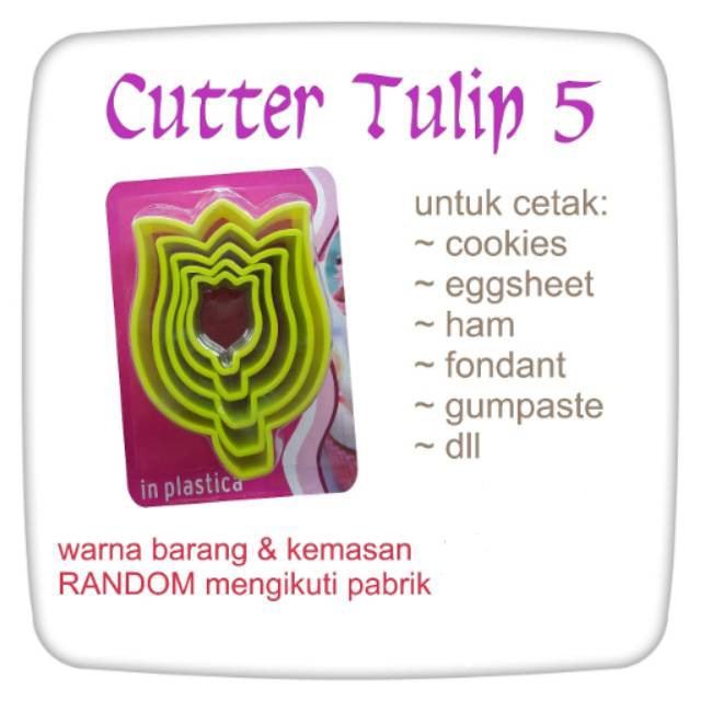 Set Cetakan Kue Kering Isi 5 Cetakan Cutter Bentuk Bunga Tulip Kemasan Box Cetakan Kue Kering Cutter Cookies Bento Bahan Plastik Anti Lengket