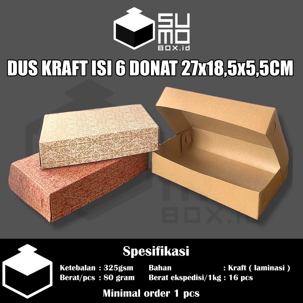 

DUS KRAFT isi 6 DONAT uk 27x18.5x5.5 LAMINASI / Box Coklat Kotak Donut Kue [ECER]