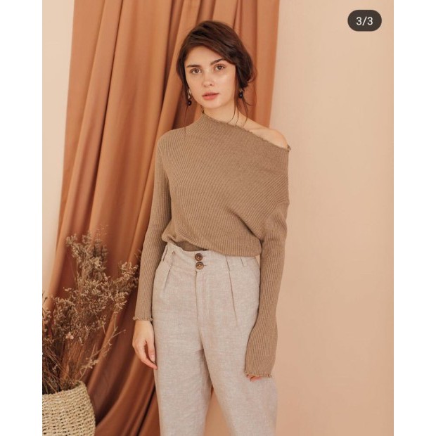 BAJU WANITA OFF SHOULDER RAJUT STRECH