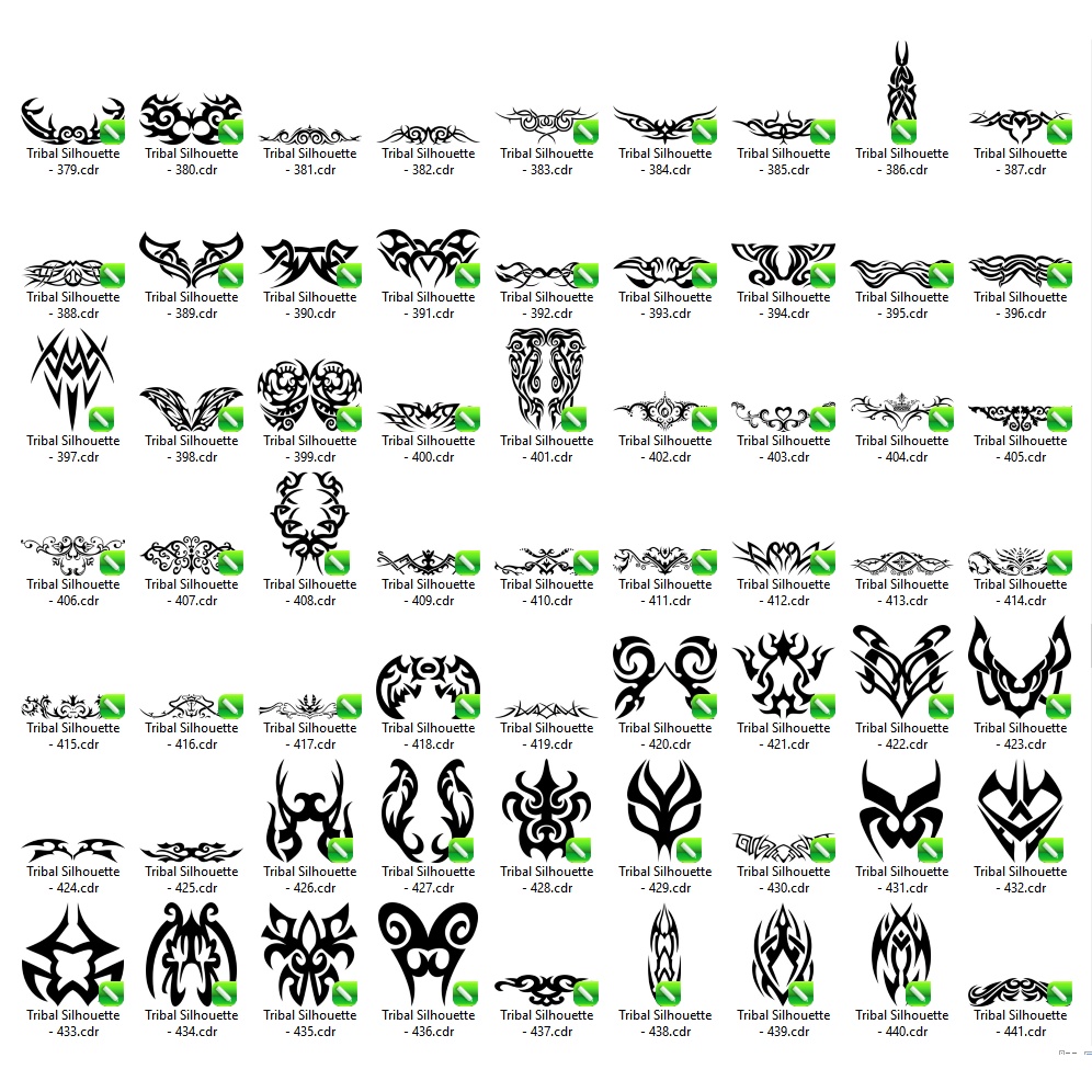 640 Tribal Silhouette Vector Set - Coreldraw