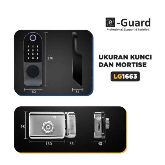 e-Guard Kunci Pintu Fingerprint Digital Smart Door Lock LG1663 Kost