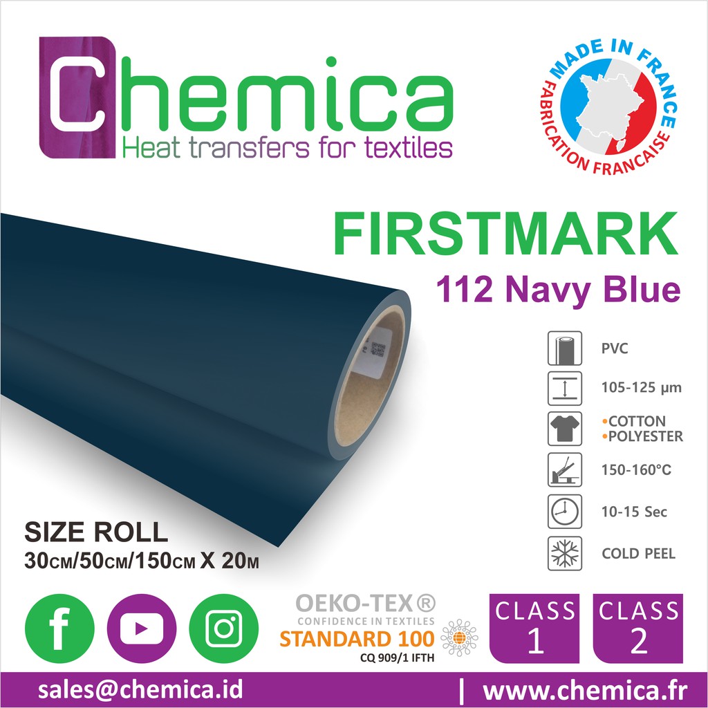 Chemica Firstmark PVC - Polyflex - Sticker - Heat Transfer Vinyl - Navy Blue