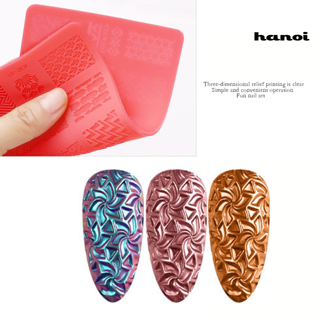 HN_Nail Template Exquisite Practical Colorful Silicone Nail Stemping Plates for Girl