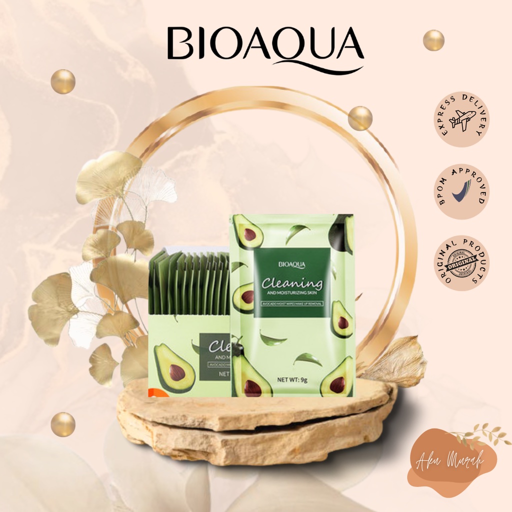 ✨ AKU MURAH ✨ BIOAQUA 1 BOX Avocado Moist Wipes Make Up Removal 30pcs*9g / BOX