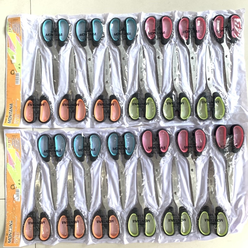 Gunting Besar Warna Renteng 12pc Grosir Lusinan